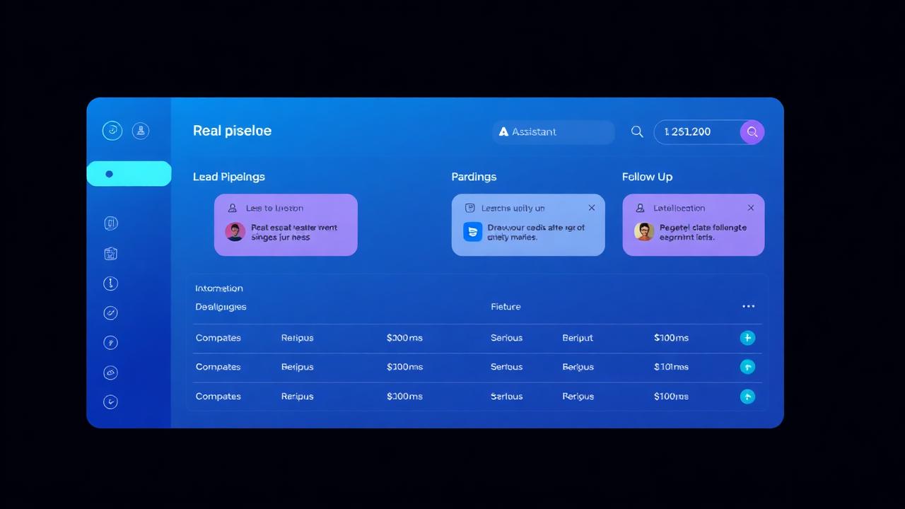Real estate CRM dashboard showing lead pipeline and AI follow-up assistant