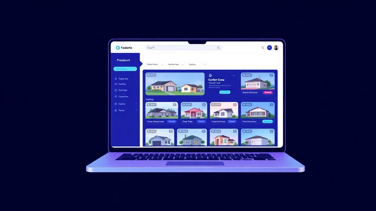 A modern real estate agent website displayed on a laptop showing IDX listings